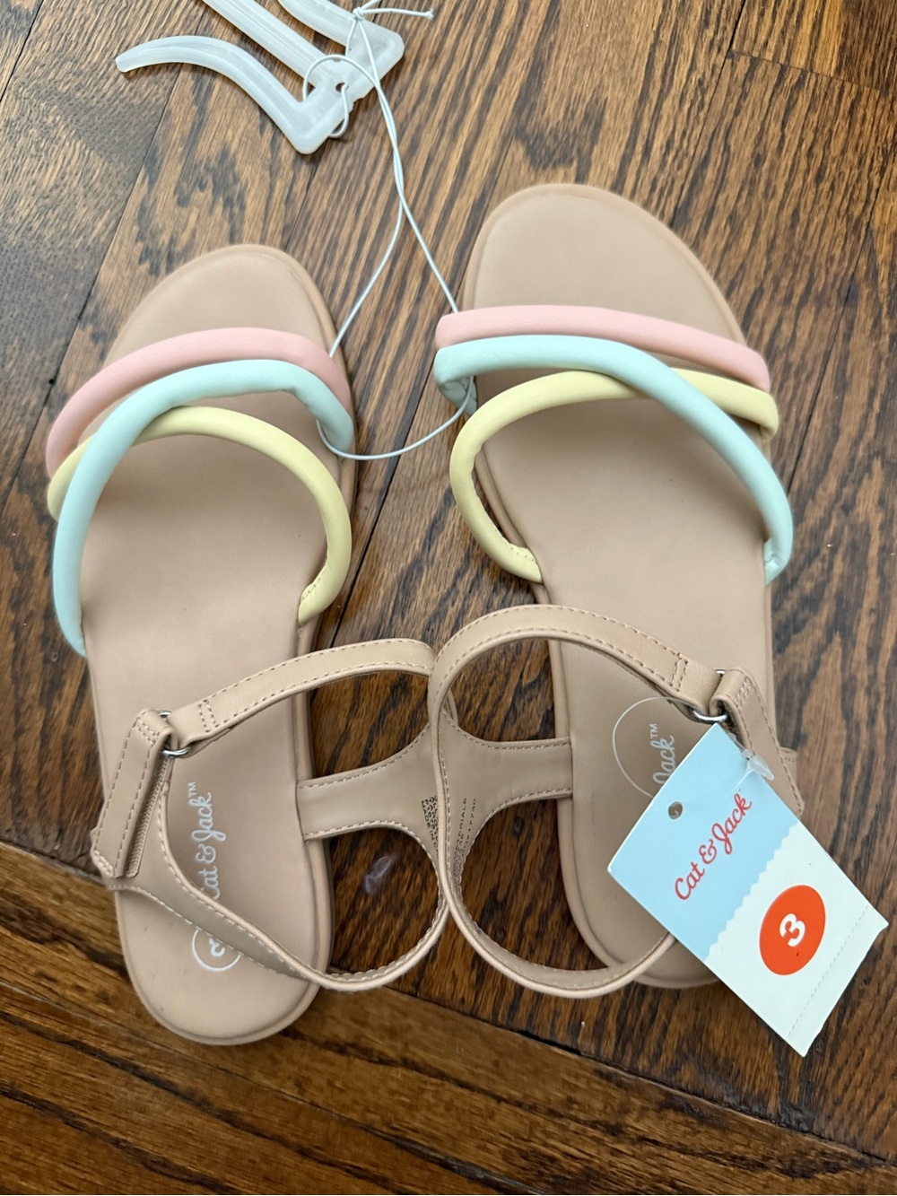 Cat & Jack Nude/Tan & Pastel Strap Sandals
